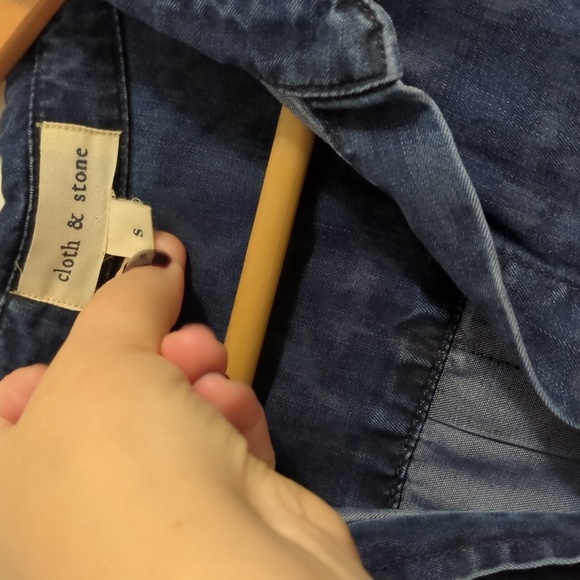 Anthropology X Cloth & Stone Women's Blue Tencel Boho Button Down Shirt Sz S - Picture 5 of 7